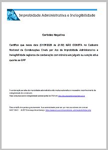CNJ Certidão de improbidade administrativa e inelegibilidade