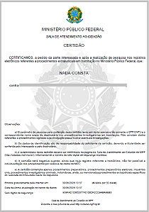 Certidao negativa do ministério publico federal