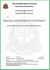 PGE - CERTIDAO DE TRIBUTOS DA PROCURADORIA GERAL DO ESTADO