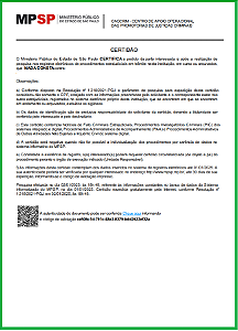 MP - CERTIDAO NEGATIVA DE INQUÉRITO CRIMINAL