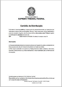 STF - CERTIDAO DE DISTRIBUIÇÃO