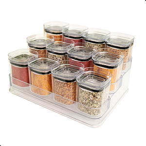 Kit Organizador de Temperos Hermetico com Suporte