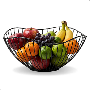 Fruteira de Mesa Aramada Metal Preta Cozinha Decorativa