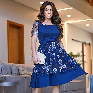 Vestido Nuvens Rodado Godê Tule Moda Evangélica
