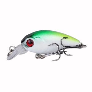 Iscas de Pesca Dura e Flutuante Crankbait Branca e Verde - 4,5cm 3,8g