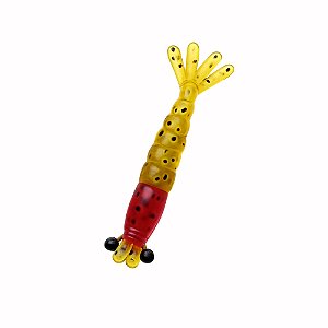 Kit 5 Iscas Artificiais de Pesca Camarão 8cm Kamikaze Cor Amarelo e Vermelho