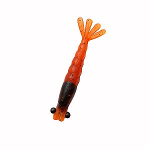 Kit 5 Iscas Artificiais de Pesca Camarão 8cm Kamikaze Cor Laranja e Preto