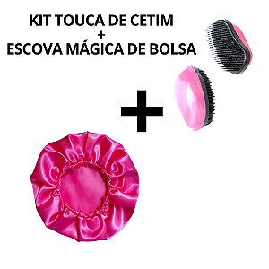 KIT TOUCA DE CETIM + ESCOVA(ESCOLHER VARIAÇÃO)