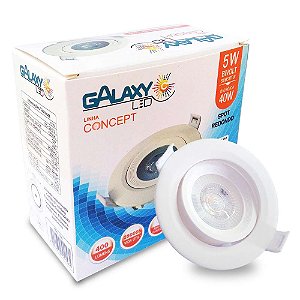 spot led de embutir  redonda de 5w 6500k luz branca liha galaxy