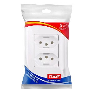 TOMADA DUPLA 2P+T 10A COM PLACA SISTEMA EXTERNO 1407 FAME