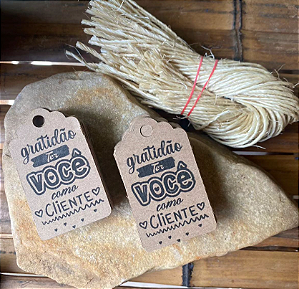 Tag Personalizada Gratidão Ter Você Como Cliente + Sisal - 100 unidades