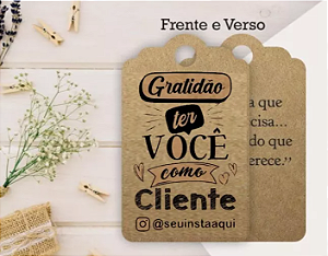 Tag Personalizada Frente e Verso com sua Frase ou sua Logo + Sisal - 100 Unidades