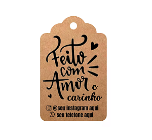 100 Tag Feito Com Amor Com Seu Instagram + Cordão Sisal
