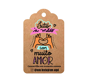 100 Tag Feito a Mão com Seu Instagram + Cordão Sisal
