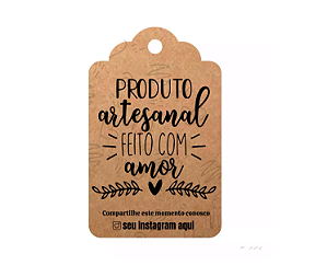 100 Tag Produto Artesanal com seu instagram e telefone + Cordão Sisal