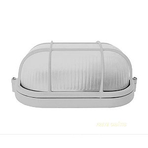Luminária Arandela Tartaruga Oval Grande c/ Grade Branco