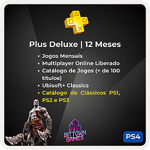 PSN Plus Deluxe 12 Meses PS4 Mídia Digital
