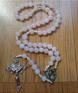 Terço Pedra Natural Quartzo Rosa