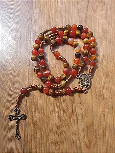 Terço Pedra Natural Olho de Tigre e Ágata