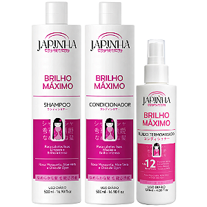 Kit Japinha Brilho Máximo Shampoo e Condicionador + Protetor Térmico