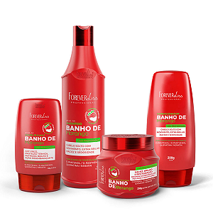 Kit Banho de Verniz Morango Profissional Completo Forever Liss Máscara 250g
