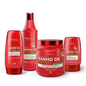 Kit Banho de Verniz Morango Profissional Completo Forever Liss Máscara 1Kg