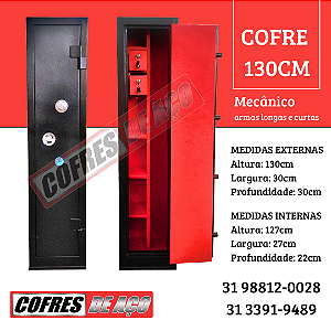 Cofre de Aço para armas longas 130X30X30
