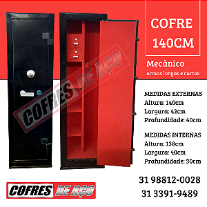 Cofre de Aço para armas longas 140X42X40