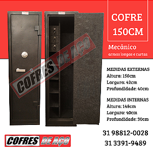 Cofre de Aço para armas longas 150X42X40