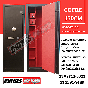 Cofre de Aço para armas longas 130X42X40