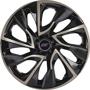 Calota Universal modelo Ds4 Aro 14 polegadas Black/Gold - Elitte
