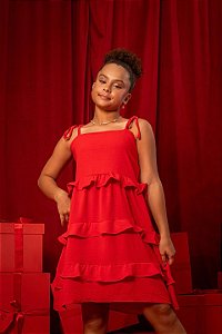 Vestido Infantil Vermelho Lena