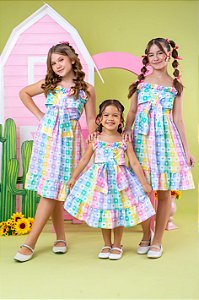 Vestido Infantil Xadrez Laço Lola