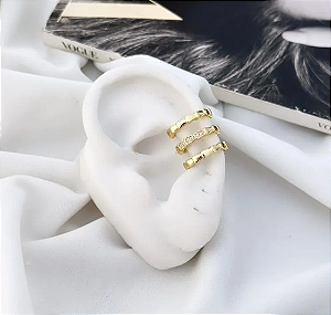 piercing fake 3 aros c/ zircônia