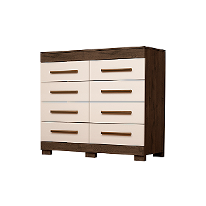 COMODA NALU 08 GAVETAS -CAFÉ/OFF WHITE