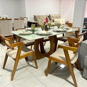 MESA TOQUIO 1.60X90 P/6 CADEIRAS TAMPO OFF WHITE