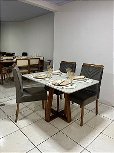 MESA LIDIA 1.20X80 P/4 CADEIRAS TAMPO OFF WHITE