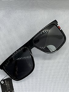 @ Óculos de sol quadrado preto verniz - bandeira RB