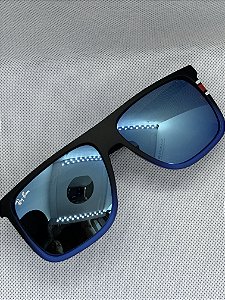 Óculos de sol quadrado preto e azul - bandeira