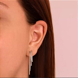 Brinco corrente franja cascata 3,5cm - Prata 925 @