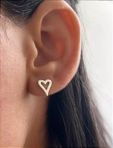 @ Brinco coração vazado 9x7mm - Prata 925