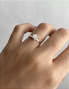 @ Anel solitário zircõnia 6mm caixa alta - Tam 16 - Prata 925