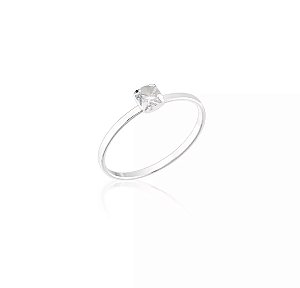 Anel solitário zircônia - tam 16 - Prata 925