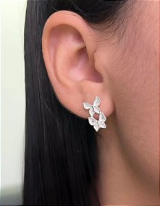 Brinco duas borboletas 14x8mm - Prata 925 @