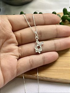 Colar 2 borboletas 45 cm - Prata 925 @