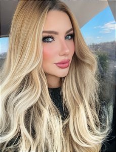 Cabelo Brasileiro do Sul Loiro Raiz Esfumada 50g 65cm + Confecção na técnica fita adesiva invisível