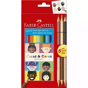 Lápis de Cor Ecolápis Caras & Cores 12 Cores + 6 Tons de Pele Faber-Castell
