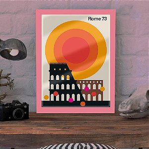 Quadro Decorativo Cidade Roma Coliseu Pop Art C/ Vidro 33x25
