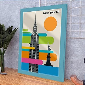 Quadro Decorativo Cidade New York Pop Art C/ Vidro 33x25 cm