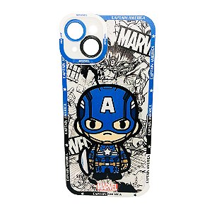 Case Capinha Capitão America Marvel Celular iPhone 15 Plus